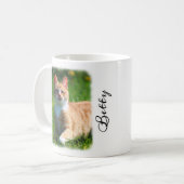 Cat-Foto mit Individuelle Name an verblichenen Gre Kaffeetasse (Vorderseite Links)