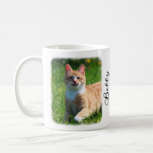 Cat-Foto mit Individuelle Name an verblichenen Gre Kaffeetasse (Links)