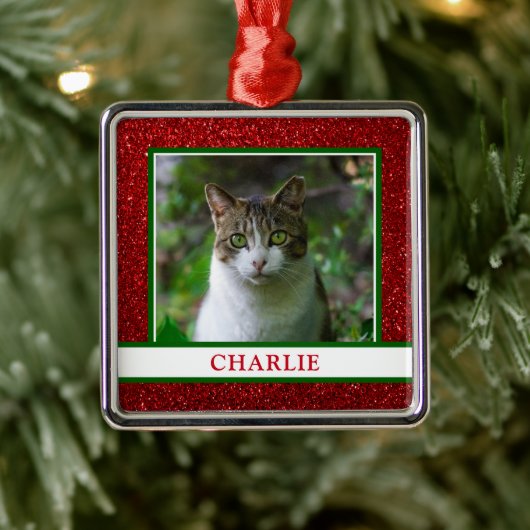 Cat Foto Ornament Aus Metall (Baum)
