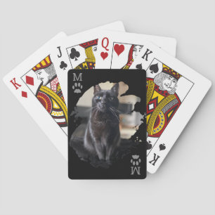 Cat Foto Paw Print Black Playing Cards Spielkarten