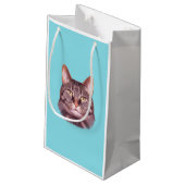 Cat Foto Portrait Kleine Geschenktüte (Rückseite Schrägansicht)