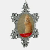 Cat Foto Roter Name Einfach Niedlich Schneeflocken Zinn-Ornament (Links)