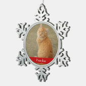 Cat Foto Roter Name Einfach Niedlich Schneeflocken Zinn-Ornament (Rechts)