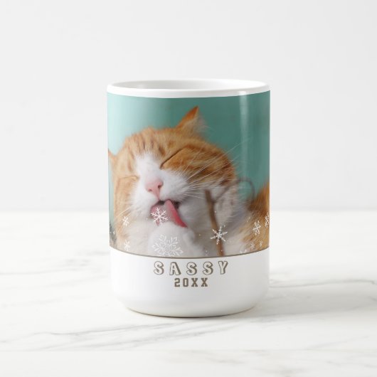 Cat Foto Snowflake Pet Foto Kaffeetasse (Mittel)