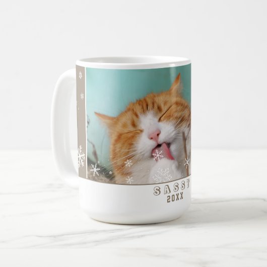 Cat Foto Snowflake Pet Foto Kaffeetasse (Vorderseite Links)