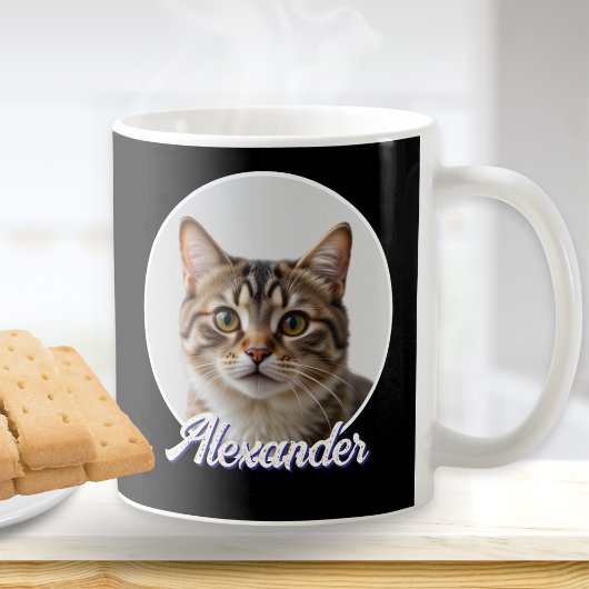 Cat Foto und Name Stilvolles Schwarz Kaffeetasse
