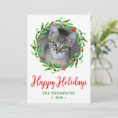 Cat Foto Weihnachtsfeier Feiertagskarte (Stehend Vorderseite)