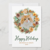 Cat Foto Weihnachtsfeier Feiertagskarte (Vorderseite)