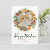 Cat Foto Weihnachtsfeier Feiertagskarte (Stehend Vorderseite)