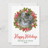 Cat Foto Weihnachtsfeier Feiertagskarte (Vorderseite)