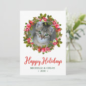 Cat Foto Weihnachtsfeier Feiertagskarte (Stehend Vorderseite)