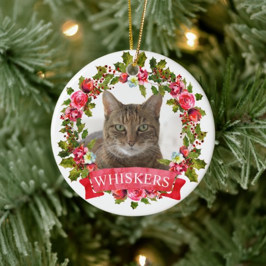 Cat Foto Weihnachtsfeier Keramik Ornament (Baum)