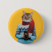 Cat Fotograf in Vintag Sweater Quirky Button (Vorderseite)