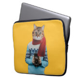Cat Fotograf in Vintag Sweater Quirky Laptopschutzhülle (Vorderseite Links)