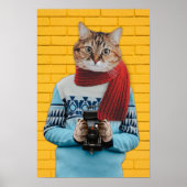 Cat Fotograf in Vintag Sweater Quirky Poster (Vorne)