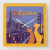 Cat Francisco Quadratische Wanduhr (Vorderseite)