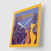 Cat Francisco Quadratische Wanduhr (Winkel)