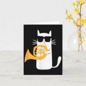 Cat French Horn Funny Cat Lover Karte (Gelbe Blume)