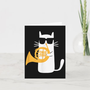 Cat French Horn Funny Cat Lover Karte