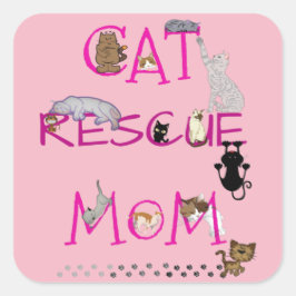 CAT freut sich, dass sie Mama retten kann! Quadratischer Aufkleber