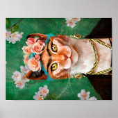 Cat Frida mit Blume Poster (Vorne)