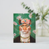Cat Frida mit Blume Postkarte (Stehend Vorderseite)