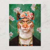 Cat Frida mit Blume Postkarte (Vorderseite)