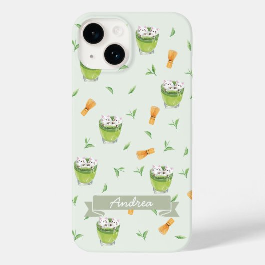 Cat Froth Matcha Green Tees Muster Case-Mate iPhone Hülle (Rückseite)