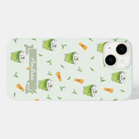 Cat Froth Matcha Green Tees Muster Case-Mate iPhone Hülle (Rückseite (Horizontal))