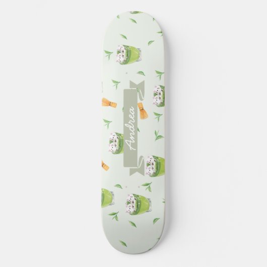 Cat Froth Matcha Green Tees Muster Skateboard (Vorderseite)