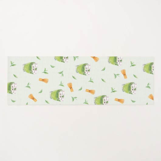 Cat Froth Matcha Green Tees Muster Yogamatte (Vorderseite (Horizontal))