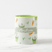 Cat Froth Matcha Green Tees Muster Zweifarbige Tasse (Mittel)