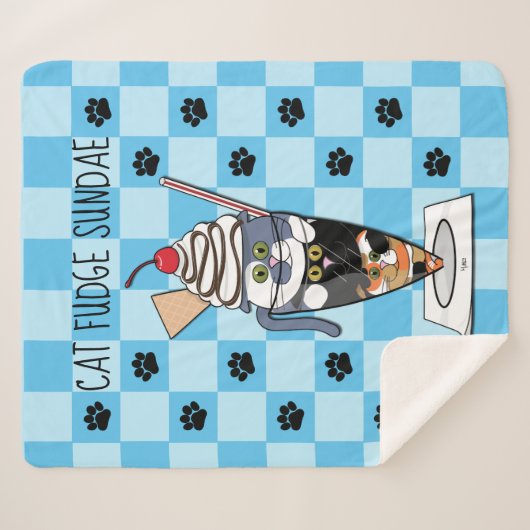 Cat Fudge Sundae (mit Text) Sherpa Blanket Sherpadecke (Vorderseite (Horizontal))