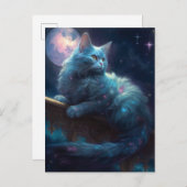 Cat Full Moon Fantasy Art Postkarte (Vorne/Hinten)