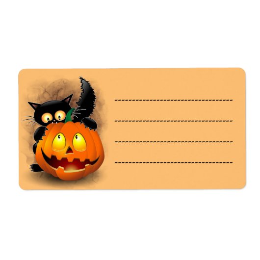 Cat Fun Halloween Charakter beißt einen Kürbis (Vorne)