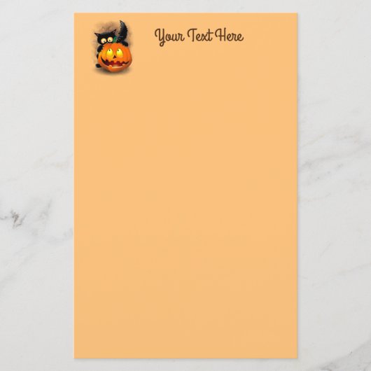Cat Fun Halloween Charakter beißt einen Kürbis (Vorderseite)