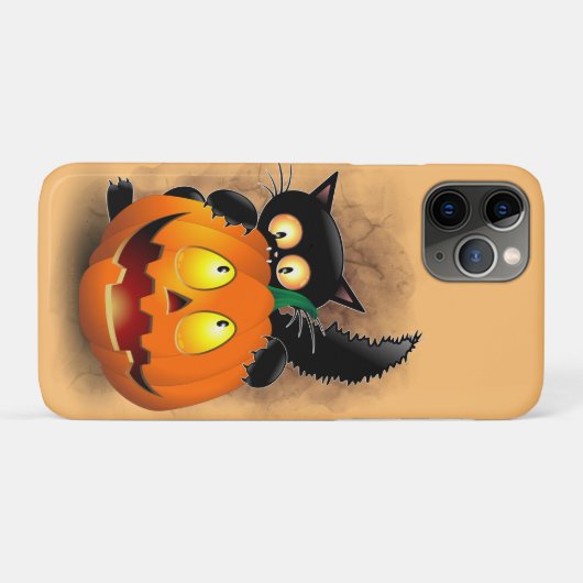 Cat Fun Halloween Charakter beißt einen Kürbis Case-Mate iPhone Hülle (Rückseite (Horizontal))