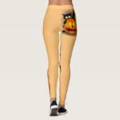 Cat Fun Halloween Charakter beißt einen Kürbis Leggings (Rückseite)