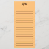 Cat Fun Halloween Charakter beißt einen Kürbis Menükarte (Rückseite)