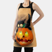 Cat Fun Halloween Charakter beißt einen Kürbis Schürze (InSitu)