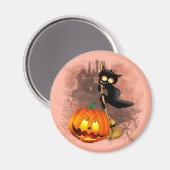 Cat Fun Halloween Charakter verängstigt von einem Magnet (Vorderseite/Rückseite)