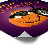 Cat fun zu Halloween und spielte mit den Pumpkins Poster (Ecke)