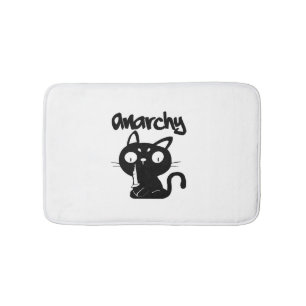 Cat Funny Anarchy Halloween Tiere für Frauen Männe Badematte
