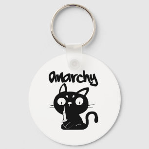 Cat Funny Anarchy Halloween Tiere für Frauen Männe Schlüsselanhänger