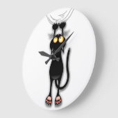Cat funny Character Scratching Fabric Große Wanduhr (Winkel)