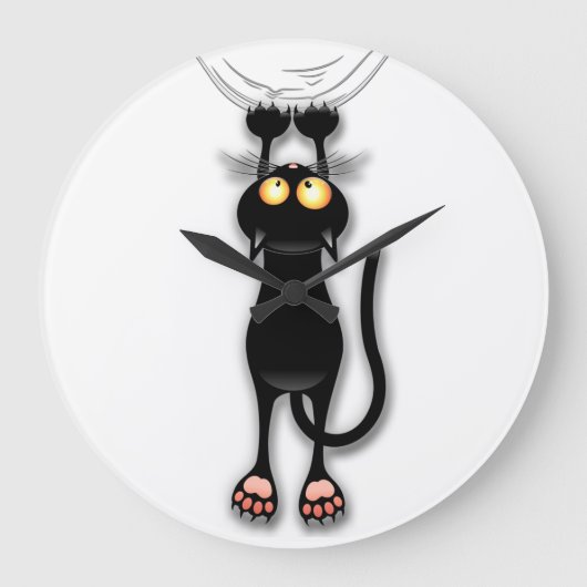 Cat funny Character Scratching Fabric Große Wanduhr (Vorderseite)