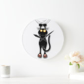 Cat funny Character Scratching Fabric Große Wanduhr (Zuhause)
