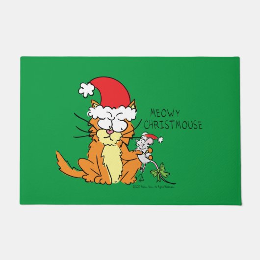Cat Funny Christmas Cartoon Niedlich Mouse Fußmatte (Vorderseite)