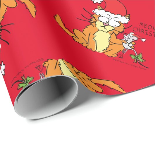 Cat Funny Christmas Cartoon Niedlich Mouse Geschenkpapier (Rolleneckpunkt)