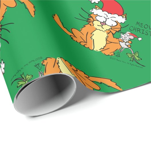 Cat Funny Christmas Cartoon Niedlich Mouse Geschenkpapier (Rolleneckpunkt)